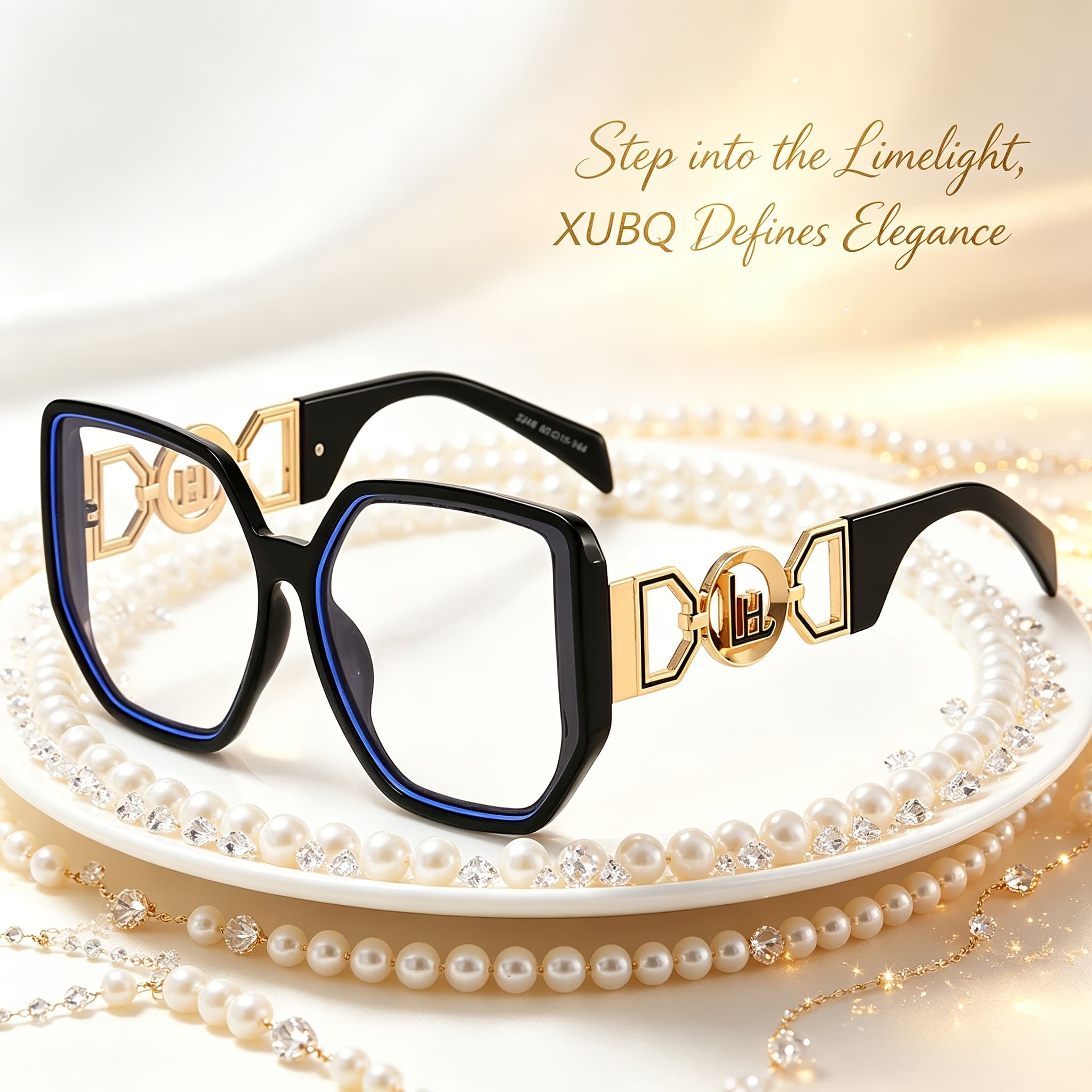 Elegant Oversized Square Anti Blue Light Eyeglasses Premium Metal Chain Detail Frame Eyewear For Ladies Suitable For Office Commuting Social Gatherings And Multiple Daily Fashion Scenarios.
