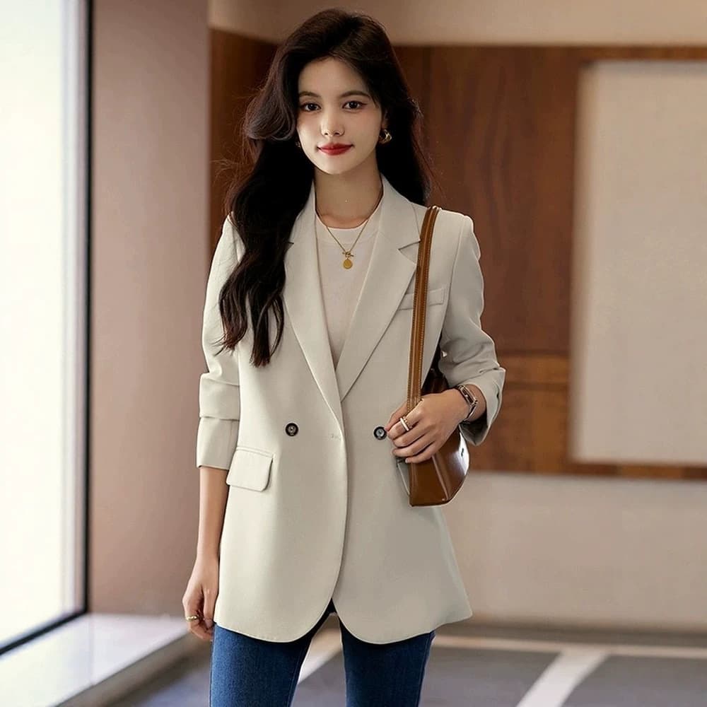 Womens Black Blazer Springautumn Design Niche Style