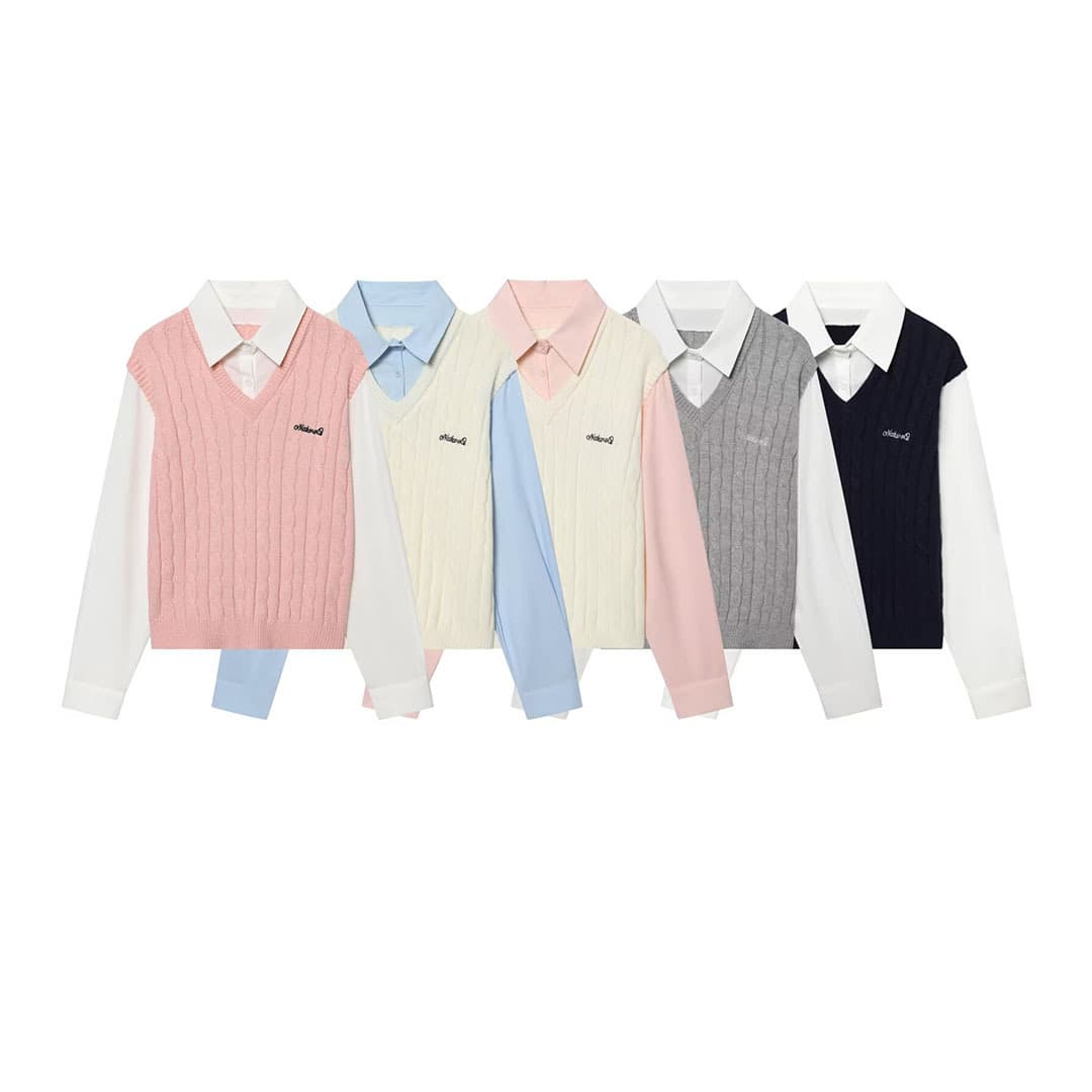 Stylish Minimalist Versatile Letter-embroidered Patchwork Top