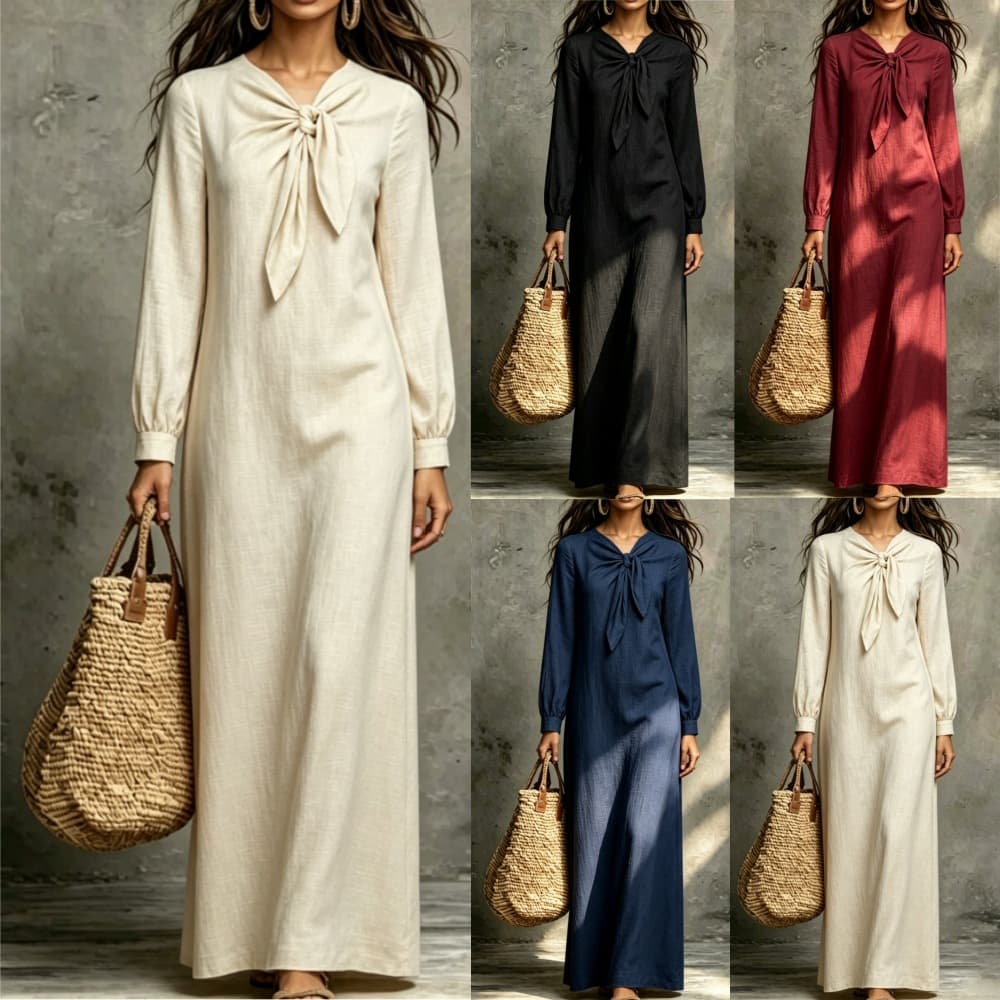 Elegant Casual Lace-up Long Sleeve Dress