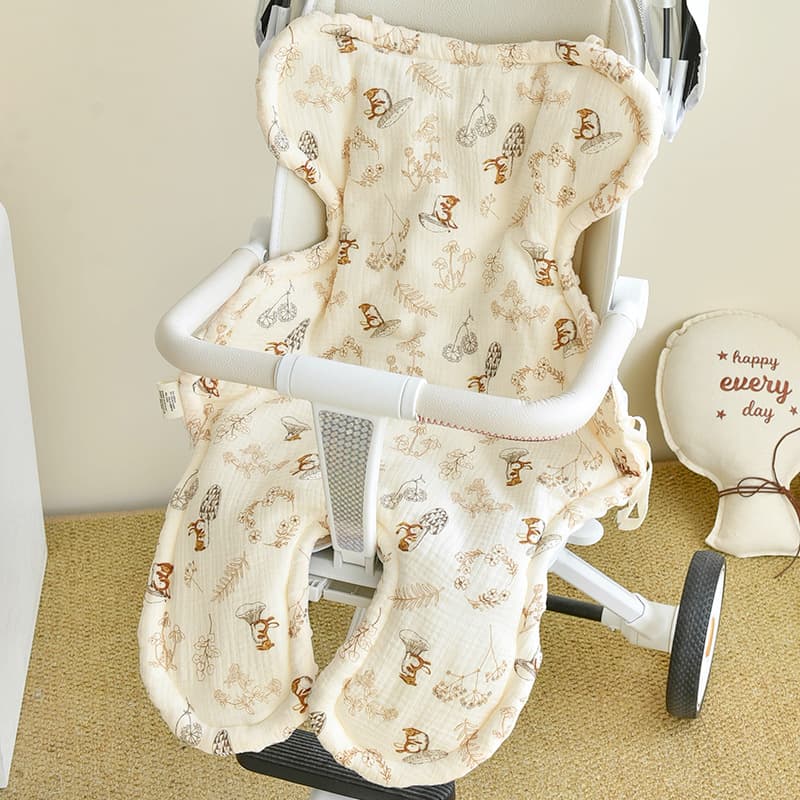 Babys Pure Cotton Thickened Stroller Pad Seat Cushion And Armrest Backrest