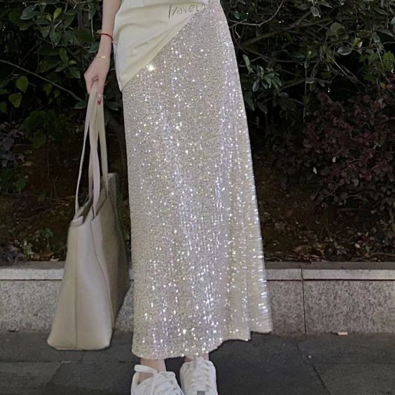 Versatile Sheath High-waisted Figure-flattering Sequin Dress