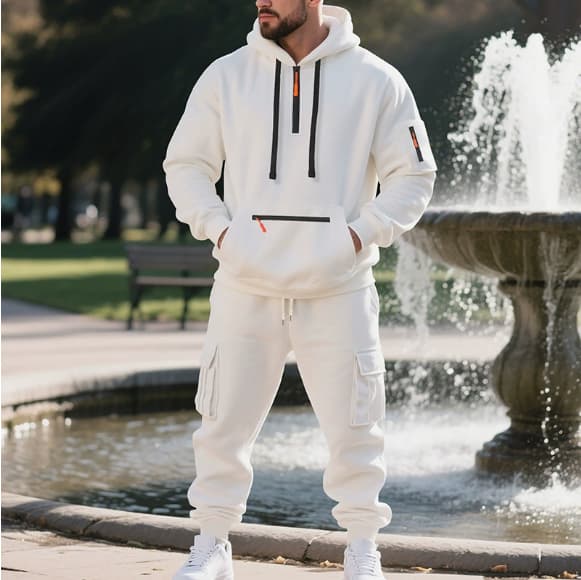 Loose-Fit Mens Casual Sports Multi-Pocket Workwear Set