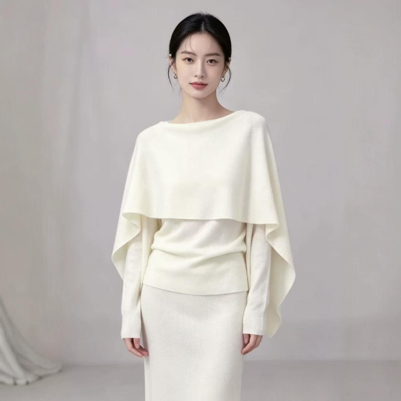 Designer-style Cloak Cape Faux Two-piece Top For Women