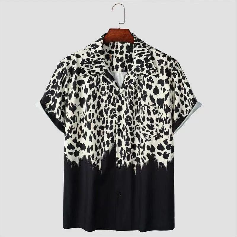Mens Loose-Fitting Lapel Button-Down Shirt
